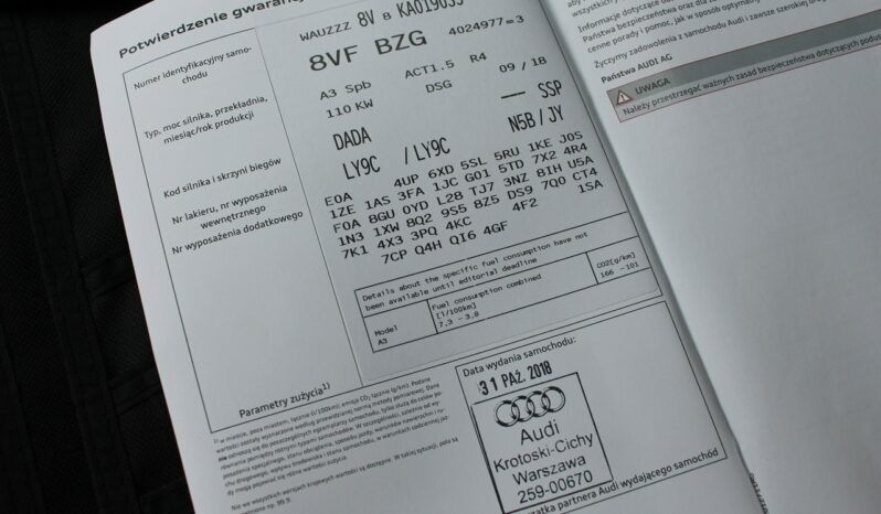 Audi A3 Wersja SPORT S-Tronic Salon Polska GWARANCJA RAPORT SelectCar+ FV 23% full