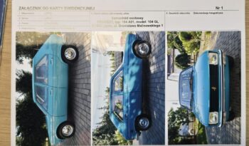 Peugeot 104 Wersja GL Pojazd Zabytkowy 1977 Żółte tablice Stan kolekcjonerski full