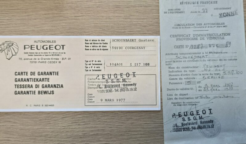 Peugeot 104 Wersja GL Pojazd Zabytkowy 1977 Żółte tablice Stan kolekcjonerski full