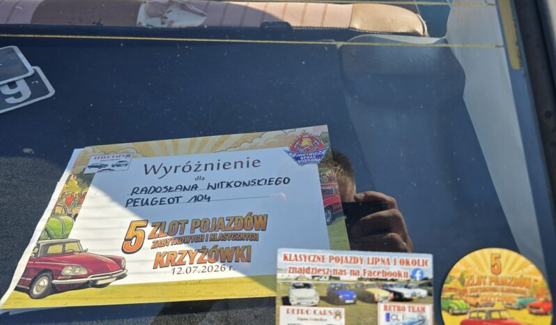 Peugeot 104 Wersja GL Pojazd Zabytkowy 1977 Żółte tablice Stan kolekcjonerski full