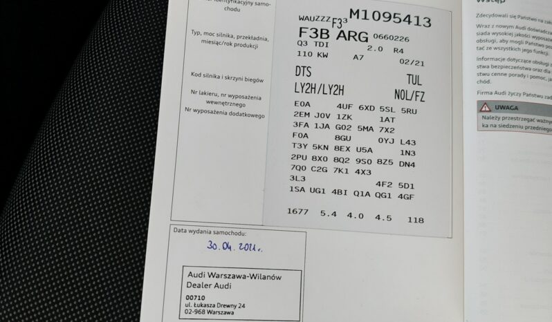 Audi Q3 2.0 35 TDI 150KM S-Tronic Pomarańczowy Salon Polska Gwarancja do 3 lat full